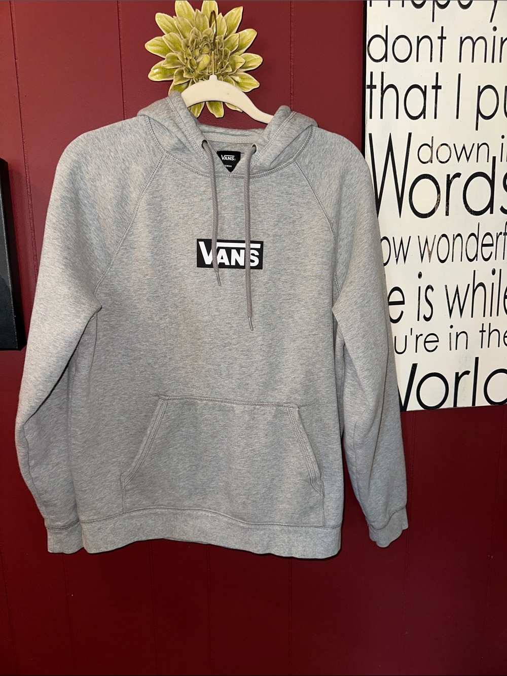 Vans Gray Hoodie with Black Logo Box